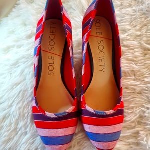 Soul Society Colorful Striped Wedge Size 7